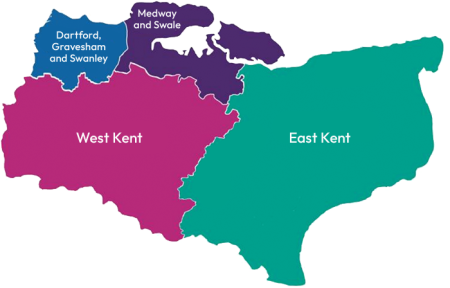 Map of Kent and Medway area